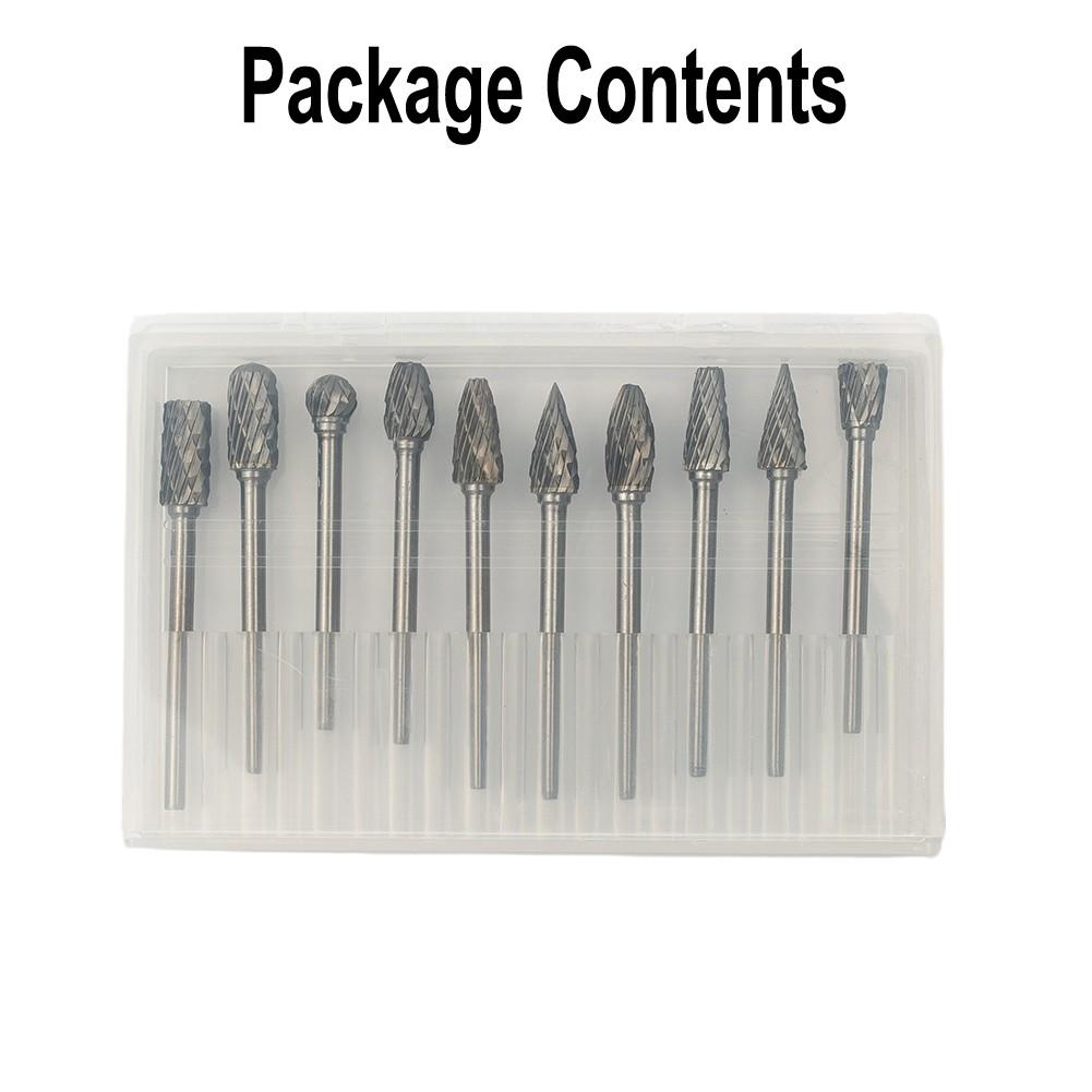 10*/set 1/4 Double-Cut Tungsten Steel Carbide Rotary Burr Die Grinder Shank-Bit