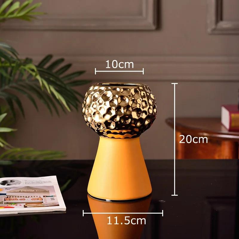 

Gold-plated Hammer Pattern Ceramic Vase Creative Plant Pots Table Decoration Flower Arrangement Floral Vase Room Aesthetic Decor