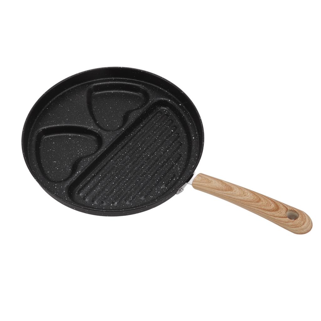 Egg Steak Divided Frying Pan 3 in 1 Multifunctional Prevent Stick Egg Beef Steak Cooker Pan for
