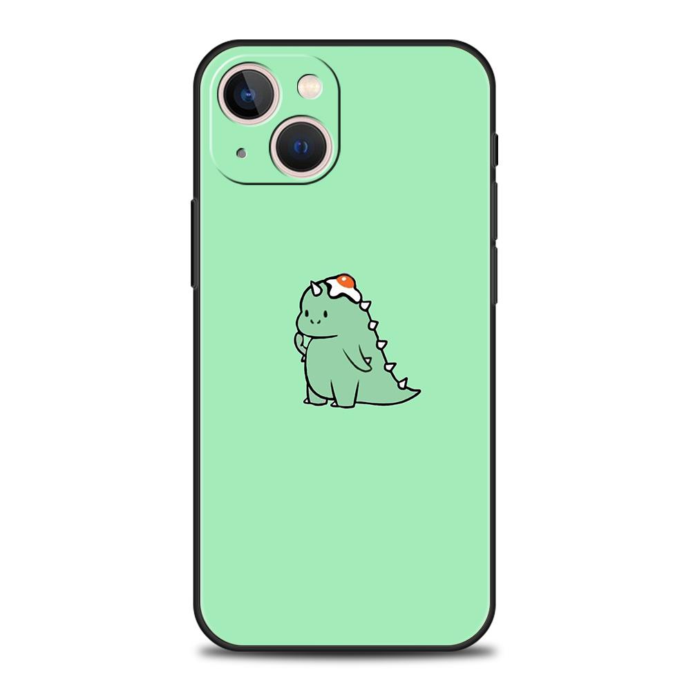 Cute Dinosaur Bear Couple Luxury Phone Case For iPhone 11 12 13 14 15 16 Pro Max Mini X XR XS 7 8 Plus SE Cover Black Funda