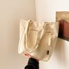 Solid Color Simple Large Capacity Lightweight Fashion Canvas Shoulder Tote Bag