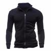 Frühlings- und Herbst-Hoodie-Jacke mit Reißverschluss Stehkragen Hoodie Freizeitjacke Herren Einfarbige Strickjacke