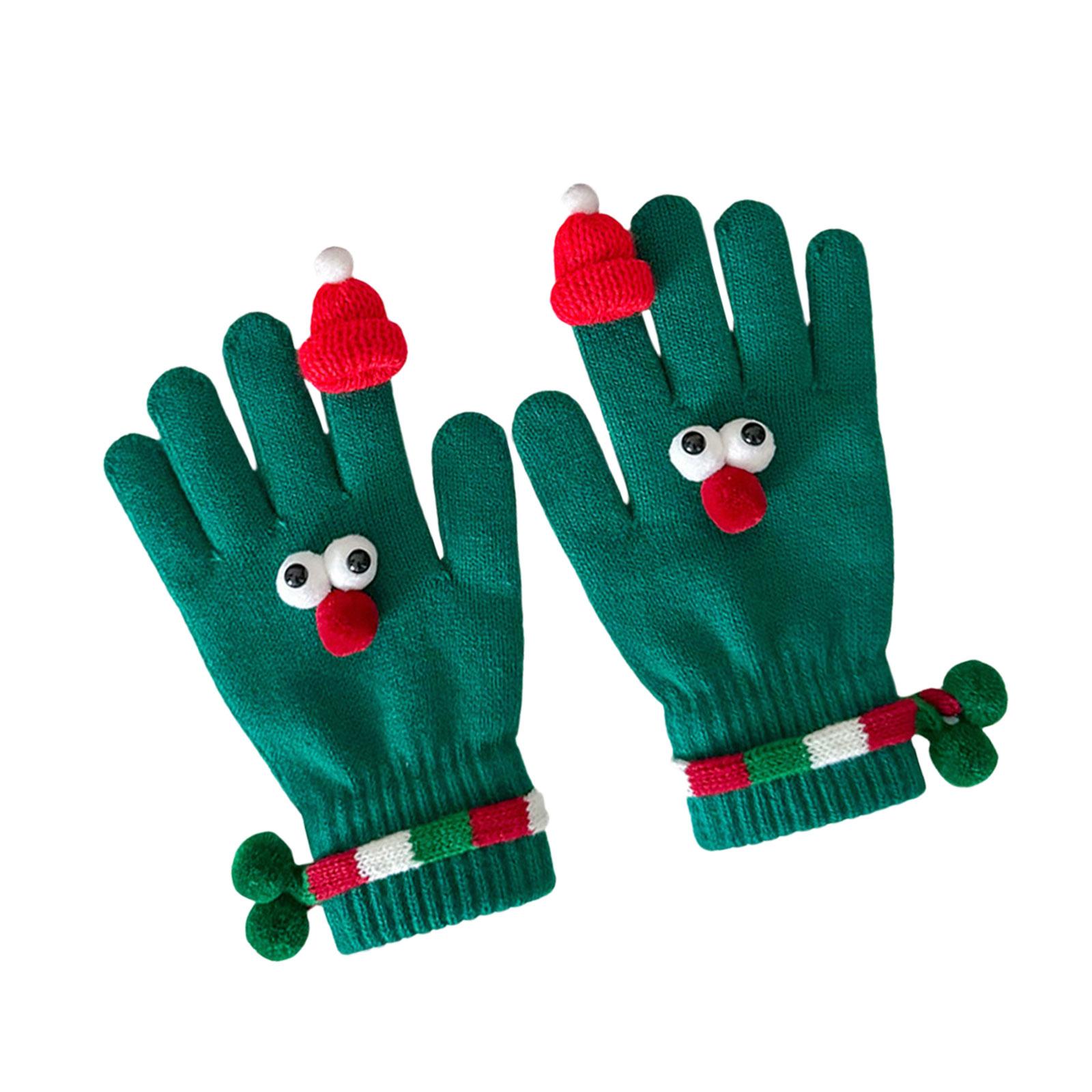 

Зимние теплые перчатки с декором в виде шапки Санты, сенсорные перчатки для рождественских вечеринок, семейных встреч, праздничных подарков зелёный