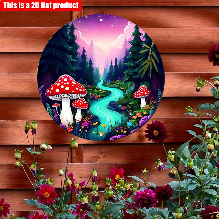 2D Flat 20*20cm1pc Fairy Tales Mushroom and Fantasy Forest Designs Circular Wooden Decor, Featuring Fantasy&dreams Style Theme Pendant, Perfect F