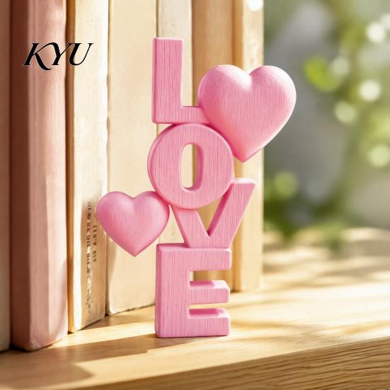 Romantische Schlafzimmer-Nachttisch-Dekoration 2 Stück 3D-gedrucktes gestapeltes LOVE-Buchstaben-Ornament mit Herz-Dekor, Schreibtisch-Liebes-Skulptur Tischskulptur, Modern