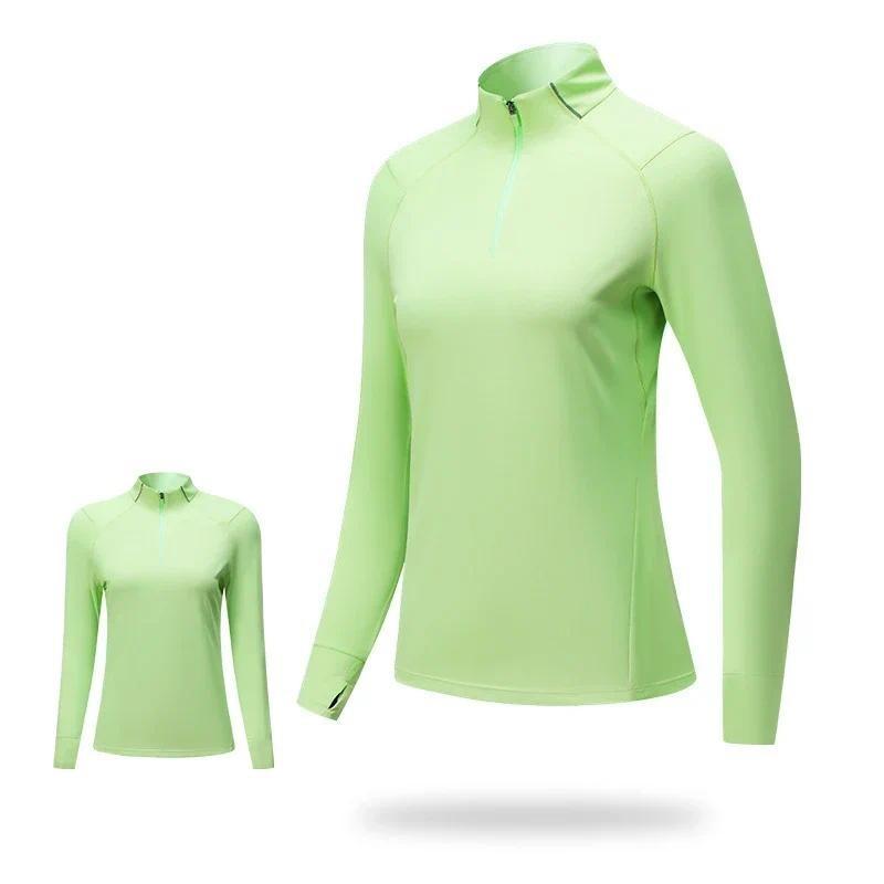 Women's Quick-Dry Moisture-Wicking Sports Long Sleeve T-Shirt With Half-Zip For Training Gym Running