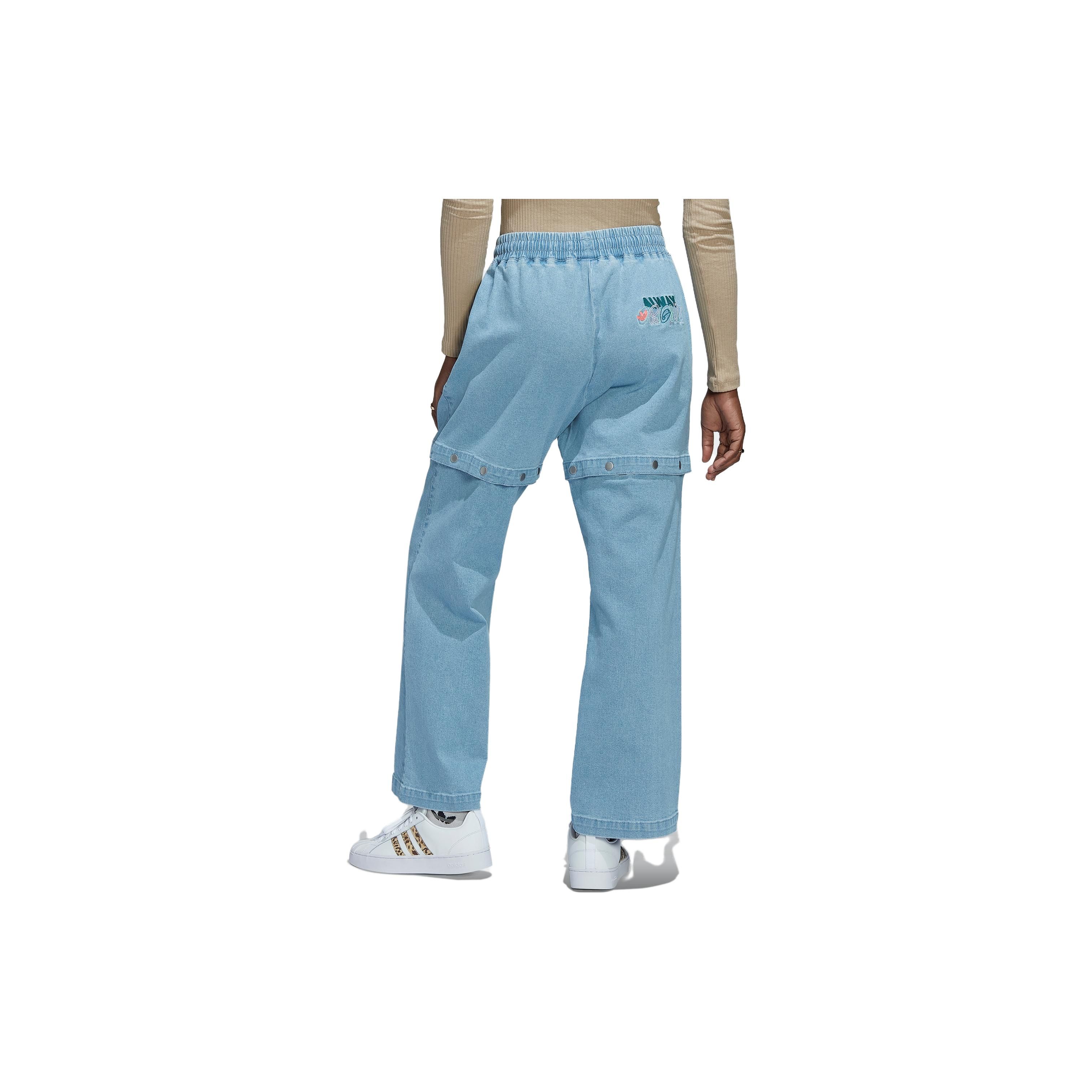 

Adidas Originals Three Stripes Denim Removable Leg Casual Sports Jeans Women Jeans Gray Blue HT8170 M