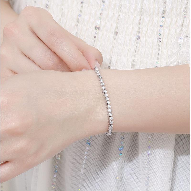 Moissanit-Armband für Damen, Sterlingsilber, 3 Cent, Mo-Sang-Diamant, extrem schlicht, leicht, luxuriös, Chaozhou-Menschen voller