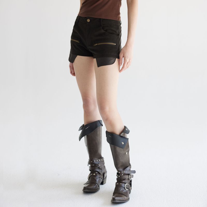 

Thelight2025 Весна/Лето Новые Шорты-Хотпанты Облегающего Кроя Суперкороткие Шорты Женские Американские Горячие Dark brown L