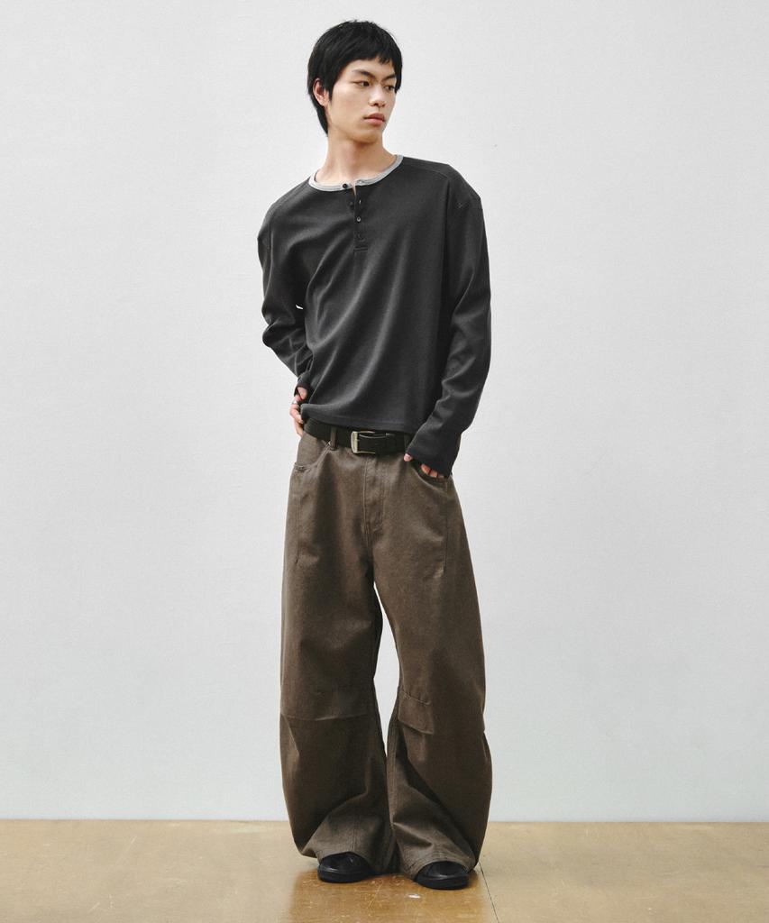 INTEMPOMOOD Curve Snap Wide Pants_Khaki