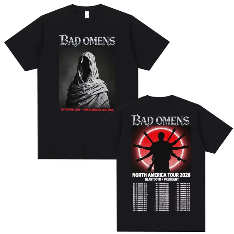 

Bad Omens Band Do You Feel Love 2026 Tour T-Shirt Alternative Metalcore Concert T-shirts Men s Fashion Gothic Oversized T Shi... S