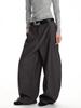Unisex-Retro-Streifenhose mit geradem Bein und Drapierungsdesign