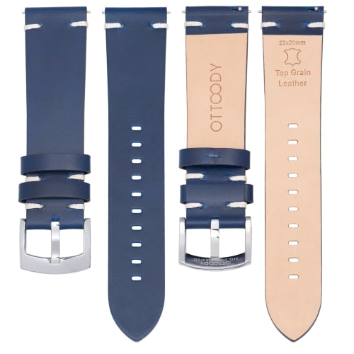 OTTOODY Watch Strap, 18mm, 20mm, 21mm, 22mm, Classic Vintage Leather Watch Strap, Quick Release, No Tools Required, Replacement Strap for Men and Wome