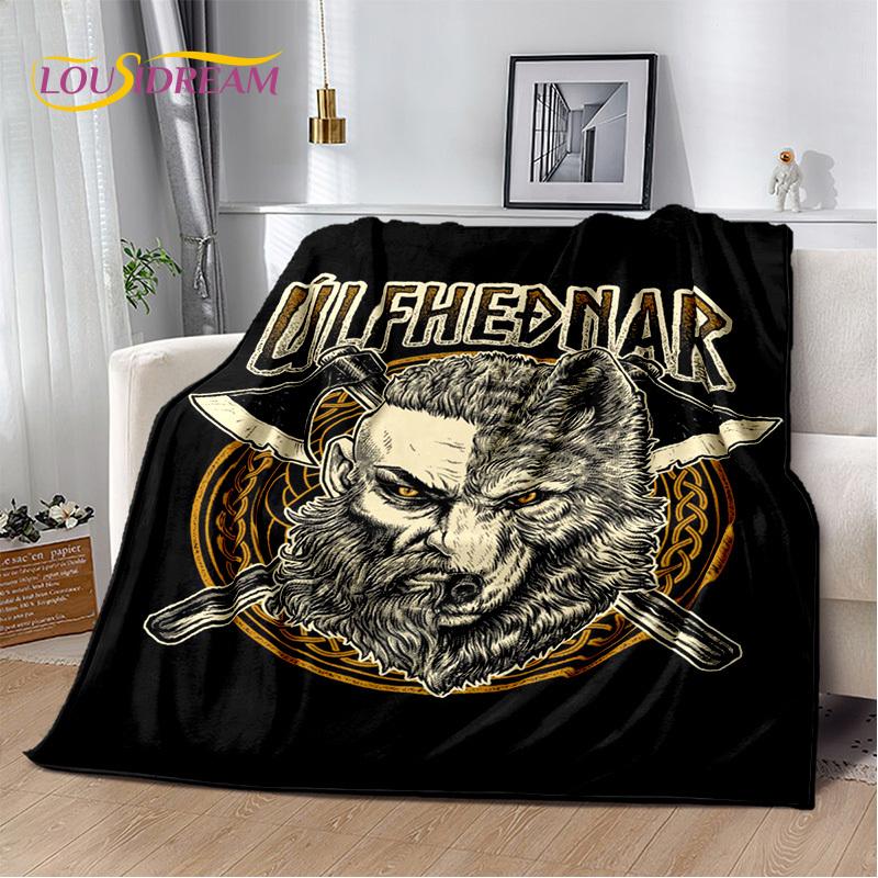 Nordic Mythology Viking Odin Valhalla Valknut Flannel Blanket Throw Blanket,Warm Blanket for Living Room Bedroom Beds Sofa Kids