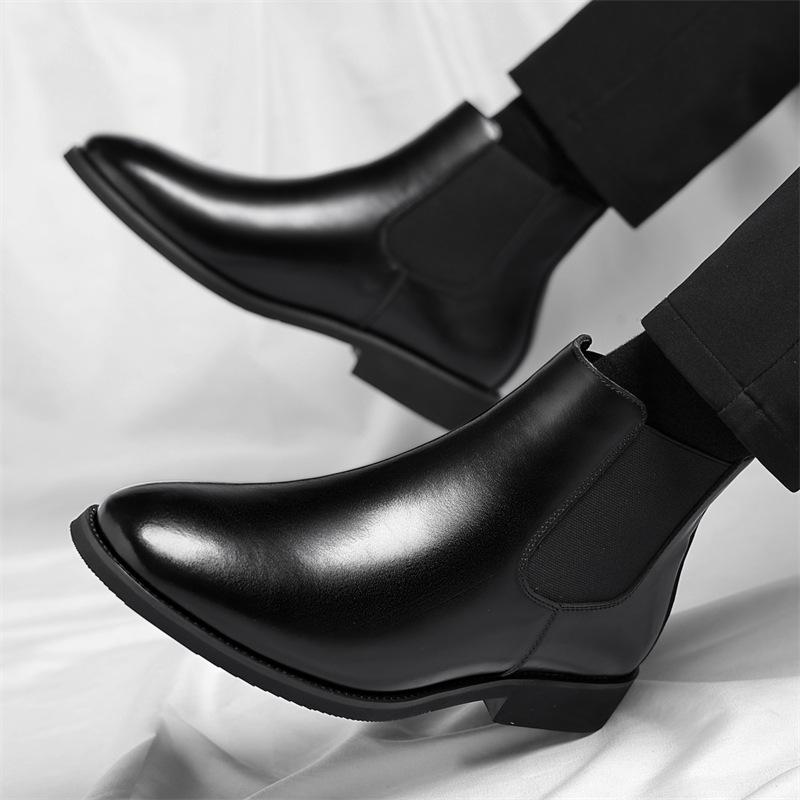 British Vintage Chelsea Boots Men's Shoes Fleece Leather Boots Martin Boots Plus Size Boots Men's