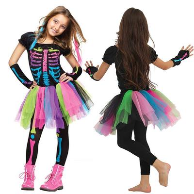 Children's Halloween Zombie Masquerade Rainbow Skeleton Costume