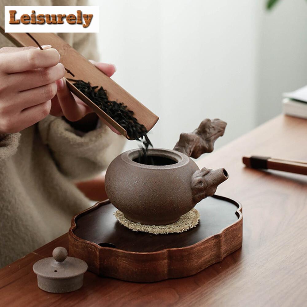 210ml Handmade Dead Branches Side Handle Pot Retro Raw Ore Coarse Pottery Teapot Tea Maker Kettle Personalized Kung Fu Tea Set