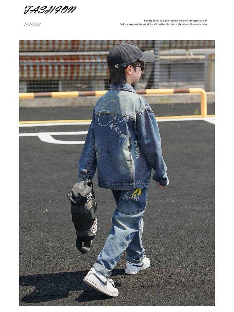 Stilvolles 2025 Jungen-Denim-Zweiteiler-Set für Frühling und Herbst