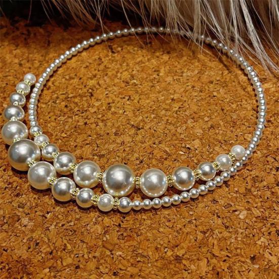 Open Faux Pearl Choker Women Round Imitation Pearl Necklace Retro Formal Costume Necklace for Weddings Parties Evenings