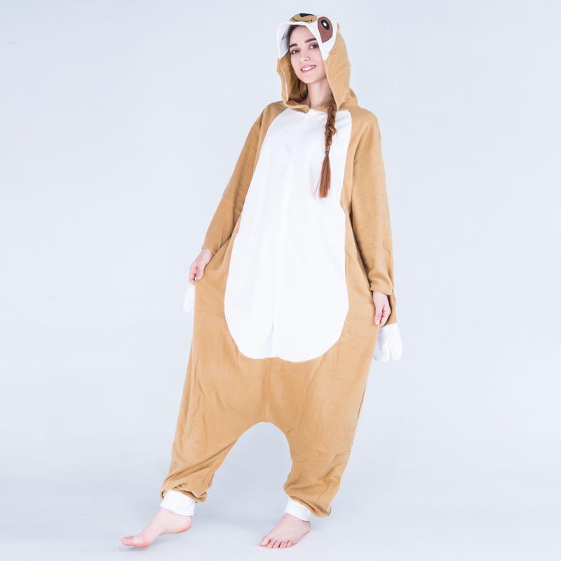 Růžové Modré Zvířecí Kreslené Fleecové Onesie Pyžamo pro Páry - Podzimní/Zimní Kolekce