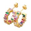 QIKU Hot Sale Colorful Micro Pave Copper Zircon Charm Women Bohemian Rainbow Crystal Stud Earrings Female Fashion Jewelry Gift