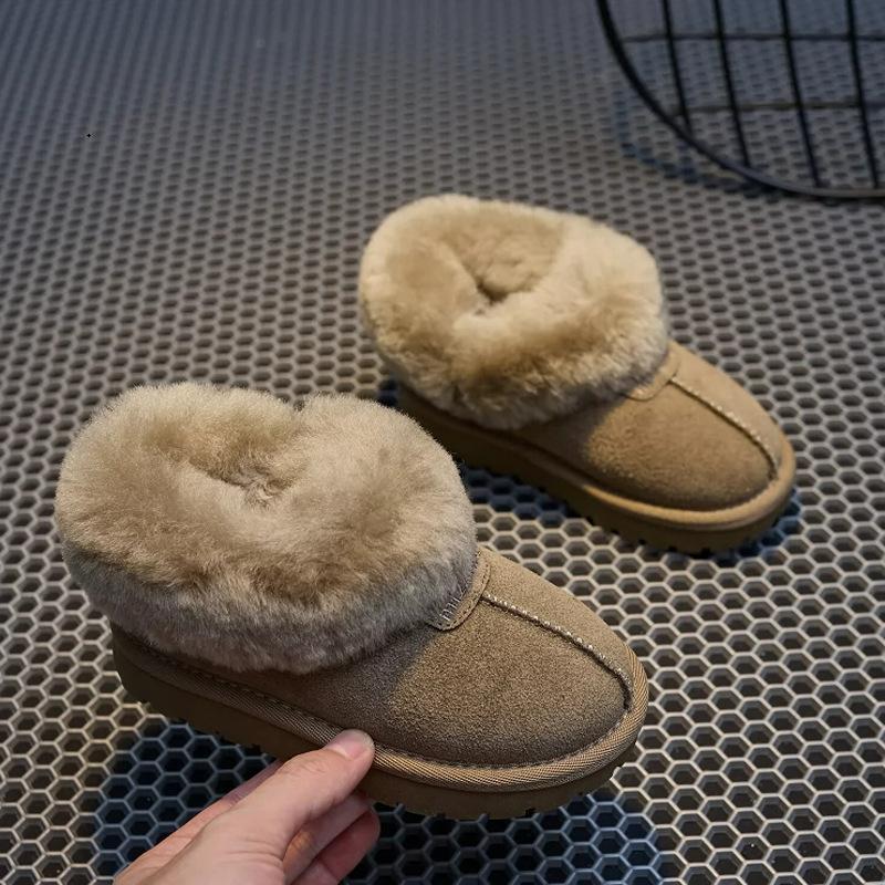 Simple Girls Slipper Elastic Band Kids Toes Wrapped Winter Warm Boys Children Cotton Shoes Casual Non-slip Cute Short Boots