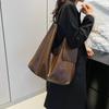 Winter Women's New Solid Color PU Large Capacity Versatile Tote Smaller Displacement Leisure Shoulder Bag