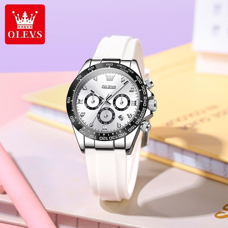 OLEVS Damenuhr Silikonarmband Luxusmarke Original Quarz Uhr für Frauen Automatisches Datum Wasserdicht Chronograph Damenuhr