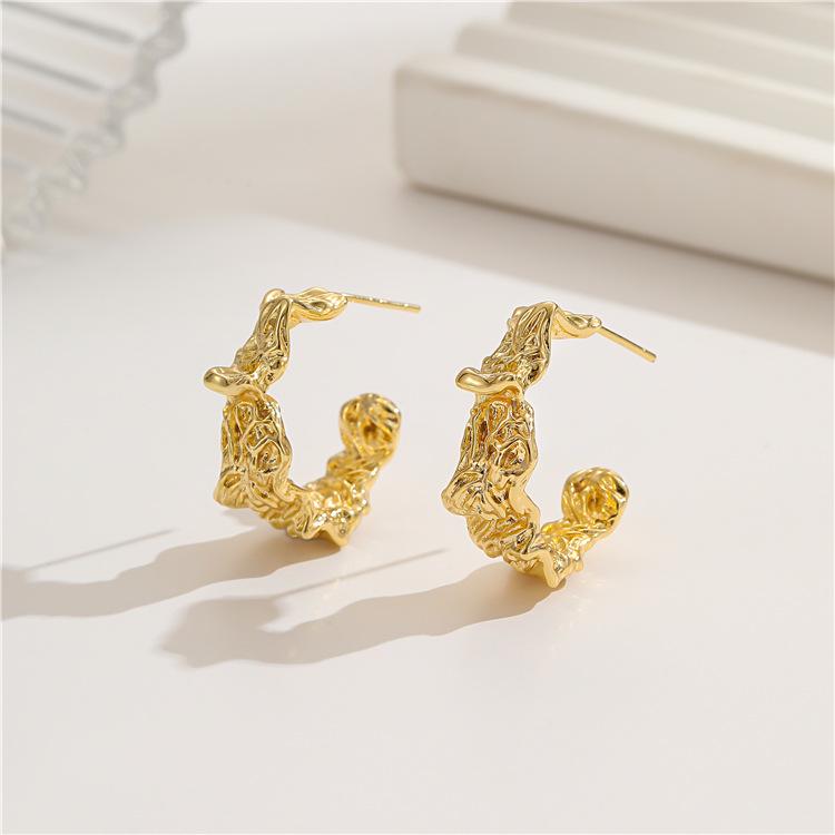 European-American Metal Circle Earrings: High-End Irregular Hoop, Exaggerated Personality Ear Studs & Cuffs for Women