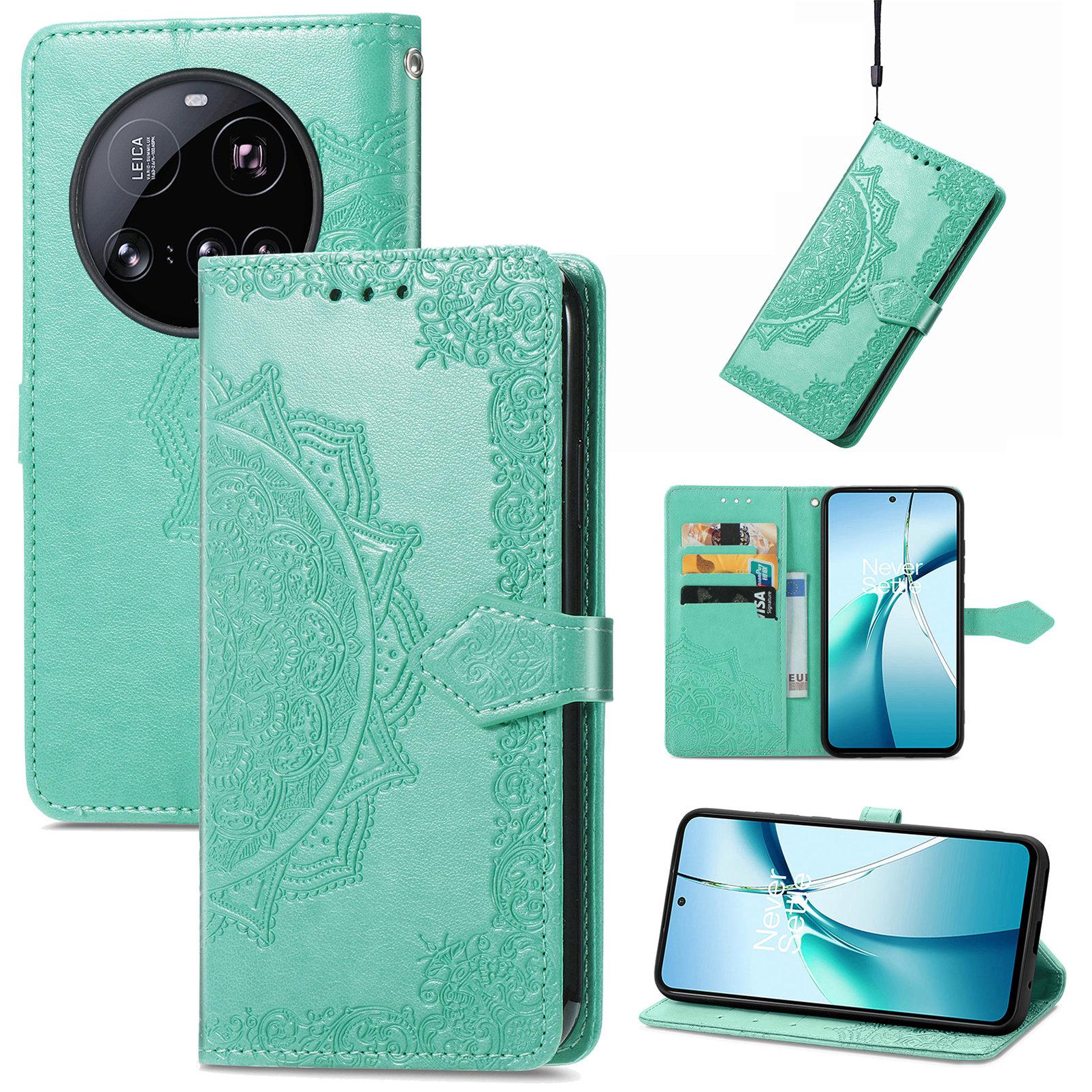 

For Xiaomi 15 Ultra Wallet Case Mandala Flower Leather Phone Cover Stand Green