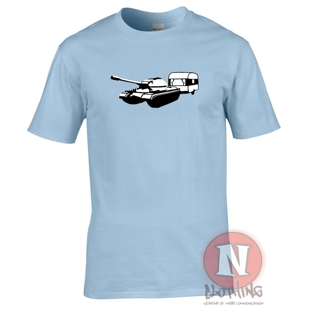 Tank And Caravan TShirt Banksy Urban Graffiti Military Caravaning Funny Movie