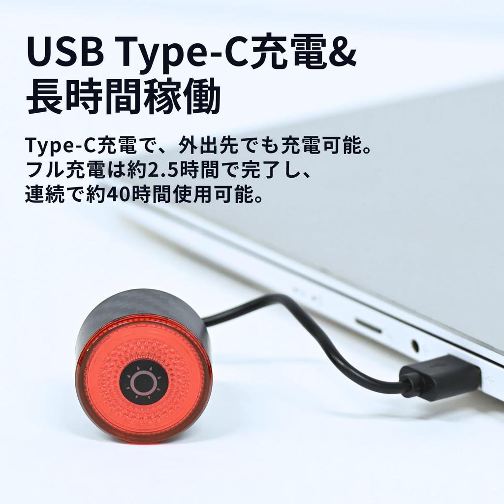 Gaciron Fiber Bicycle Rear LED USB Charging LOOP-100 (Carbon Housing) Light, (100 Lumens), Waterproof, IPX6,