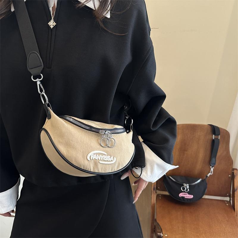 Simple Letter Calico Bag Dumpling Bag New Solid Color Casual Versatile Shoulder Messenger Bag