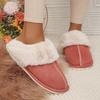 Fashion Closed Toe Warm Cotton Slippers Women Faux Fur Thicken Plush Winter Home Shoes Woman Lightweight Casual Indoor Slides Female