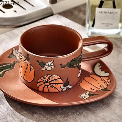 Handdrawn Ceramic Coffee Cup Creative Couple Afternoon Tea Latte Coffee Cup Set Home Office Mug Breakfast Milk Cup Drink Gifts
