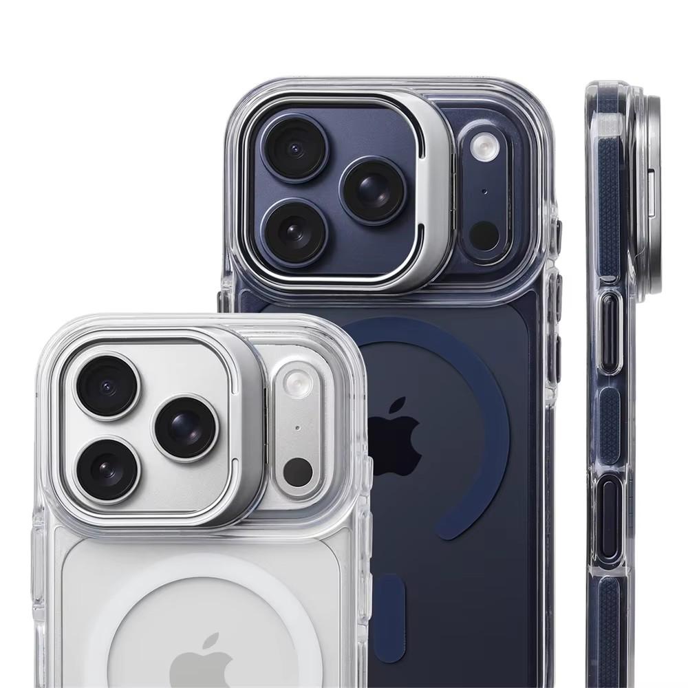 Luxury Magnetic Shockproof Clear Bumper Case for iPhone 17 Pro Max 16 15 14 13 12 Plus Air For Magsafe Lens Protect Stand Cover