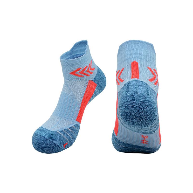

Professional Running Socks Breathable Towel Bottom Anti-Slip Marathon Socks Men Women Quick Dry Sweat Absorb Short Tube Socks L синий
