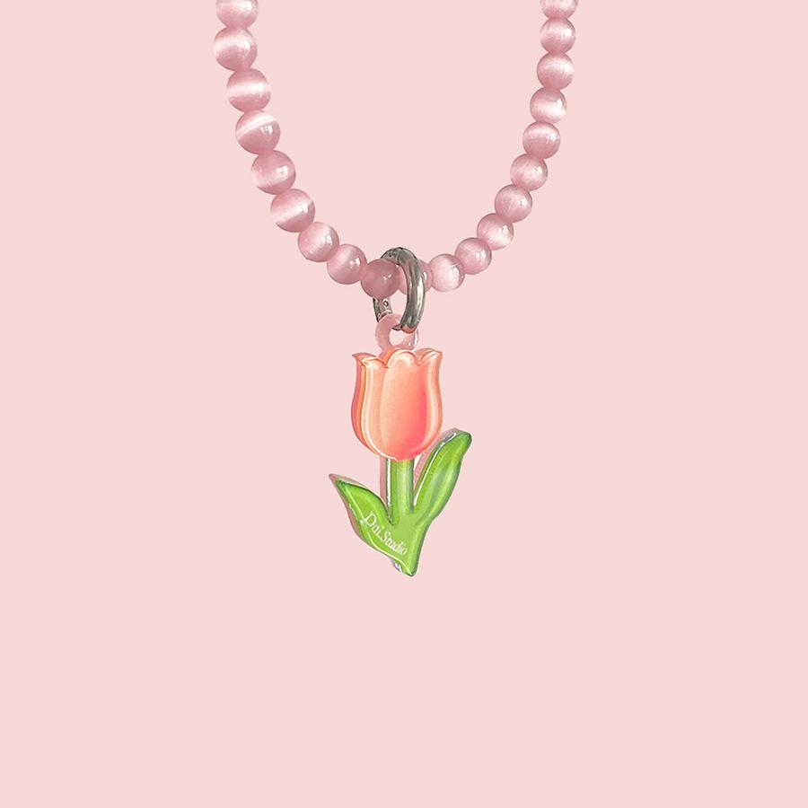 

Опаловый Тюльпан Подвеска-Ожерелье из Бисера Милый Маленький Свежий Универсальный Ключичный Цепочка Простые Модные Темпераментные Украшения