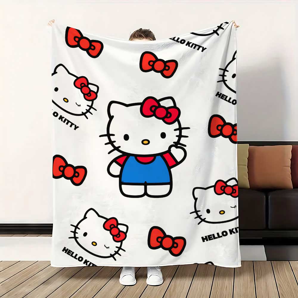Kawaii Hellos Cat Nap Blanket Sofa Winter Fluffy Soft Blankets for Bed Home Bedroom Decoration Bedspread the Throw Warm Knee