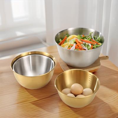 17cm Edelstahl Gold und Silber Salatschüssel mit Skala Reisnudeln Lamian Nudelschüssel Küchengeschirr Lebensmittelbehälter