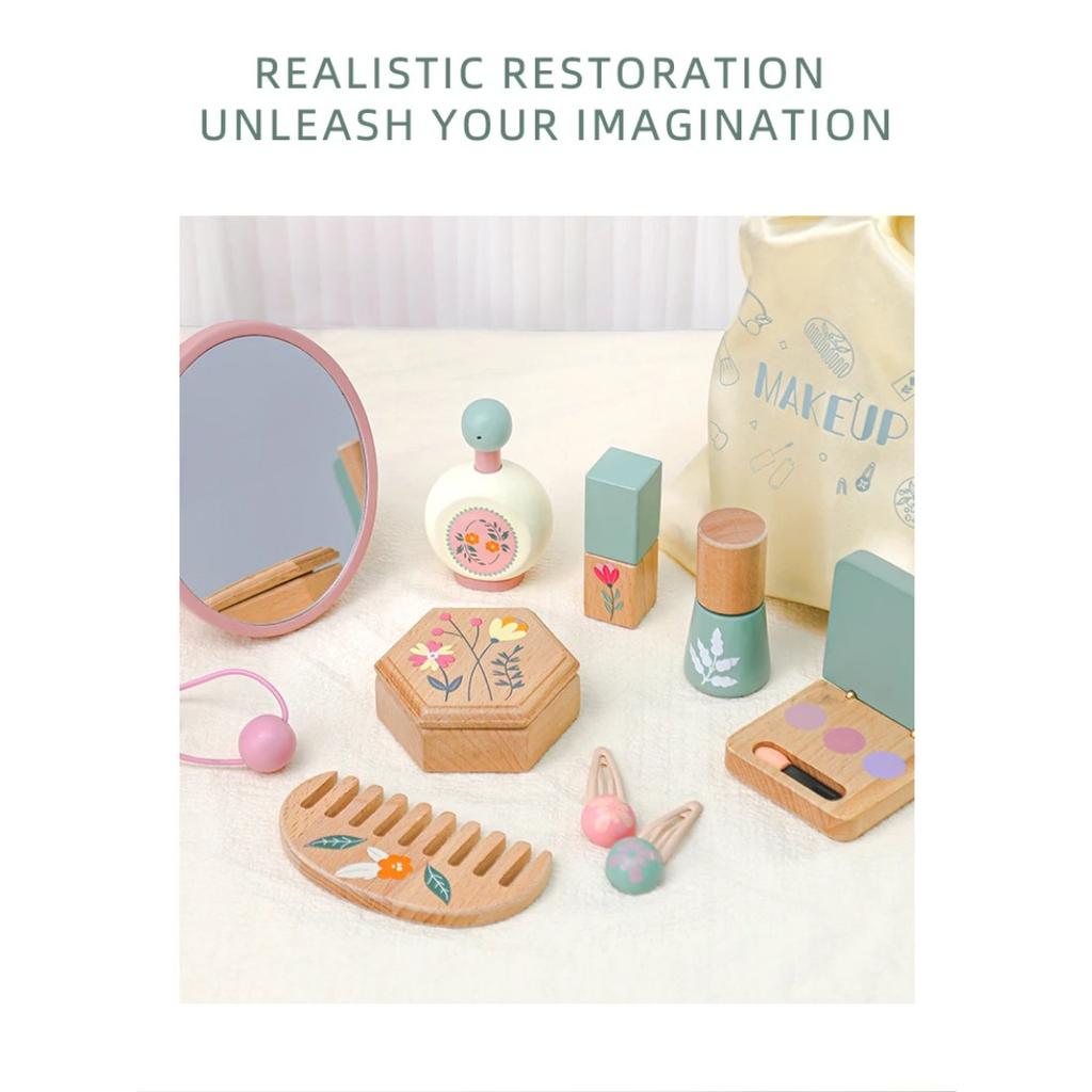 Houten Doe-Alsof Make-up Speelgoed Simulatie Make-up Set Meisjes Make-up Kaptafel Cosmetica Speelgoed Verjaardagscadeaus voor Kinderen