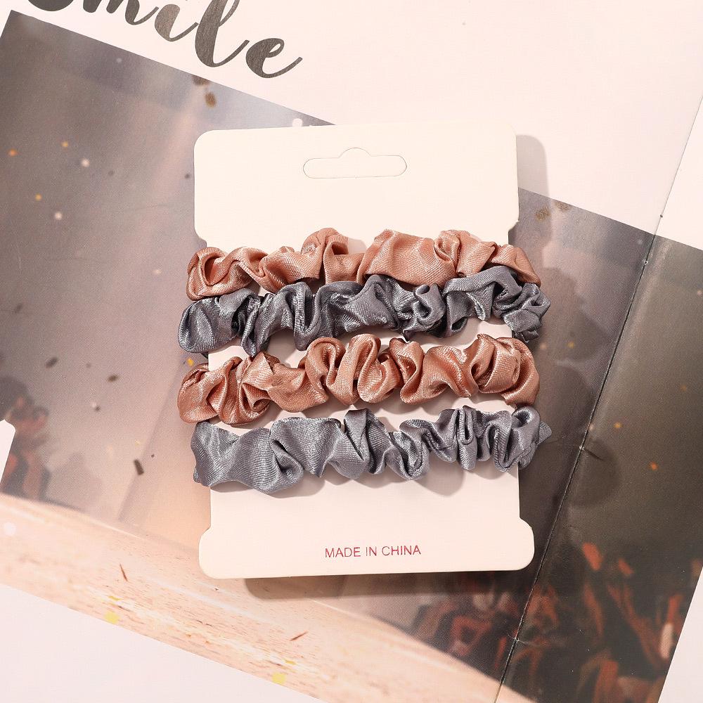 Cross-border Satin Hair Tie & Headband Set - Pig Intestine Style, Simple Ponytail, Leather Bun Tie