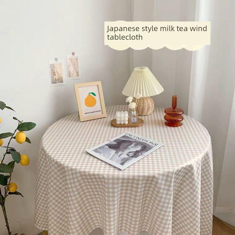 

INS Корейский стиль Цвет молочного чая Японский стиль Клетчатая скатерть Скатерть на стол Ткань Нежная Скатерть на компьютерный стол Скатерть на кофейный столик Bobo milk tea color grid 80 * 120cm