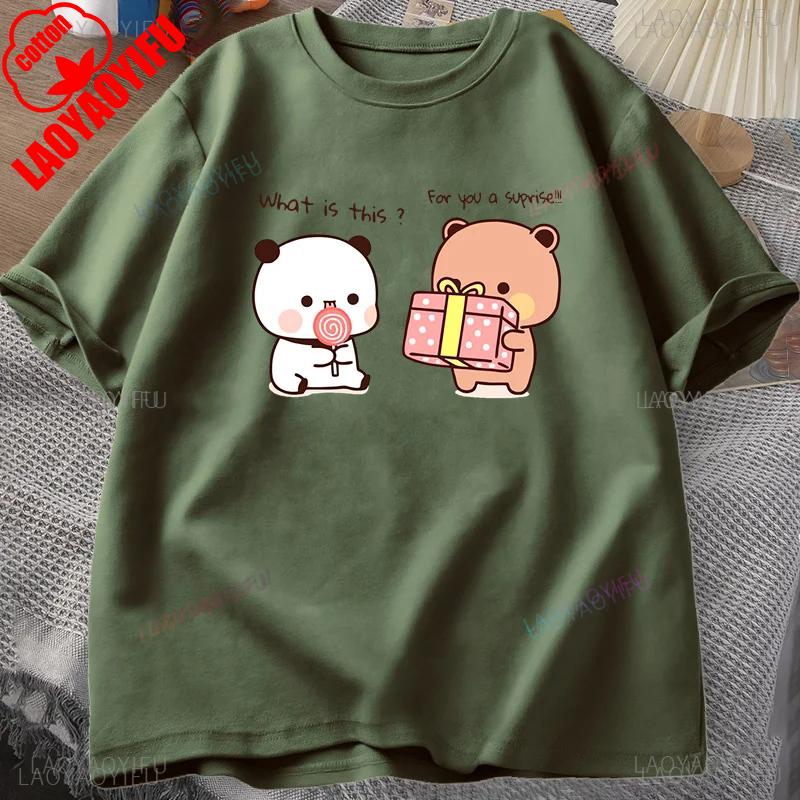 

С Днем Рождения Футболка МИШКА ПАНДА Бубу и Дуду Любовь Графические Футболки Харадзюку Хлопок Короткий Рукав Унисекс Одежда Парный Наряд 4XL