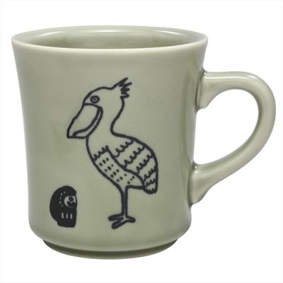 Mino Ware Mug with Daruma and Shoebill Cute Shoebill Dishwasher Made In K13303 Design, 280ml, Gray, Merchandise, Bird-themed Tableware, Safe, Japan,