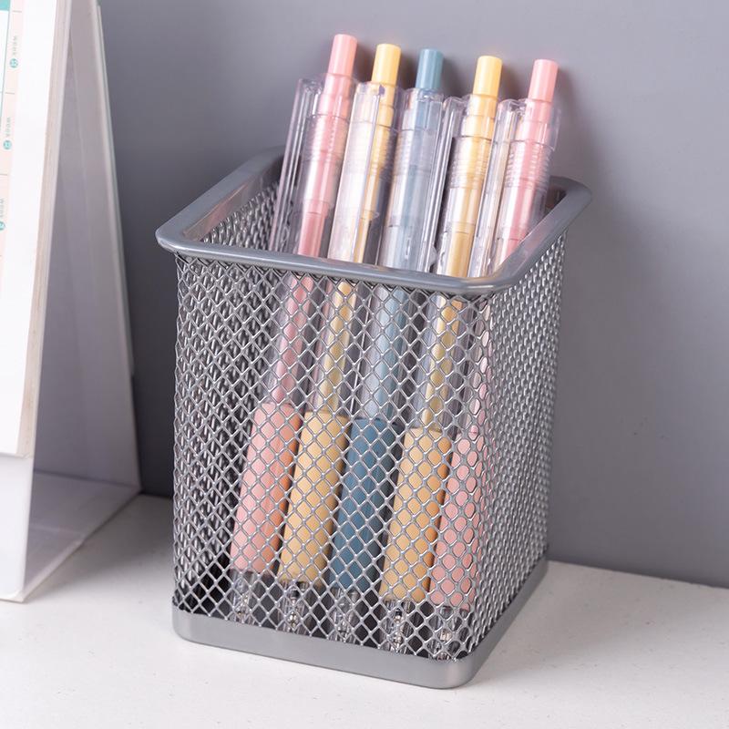 Stationery Pencil Bag Desktop Pencil Bag Creative Metal Mesh Hollow Design Student Color Pencil Large Capacity Pencil Bag