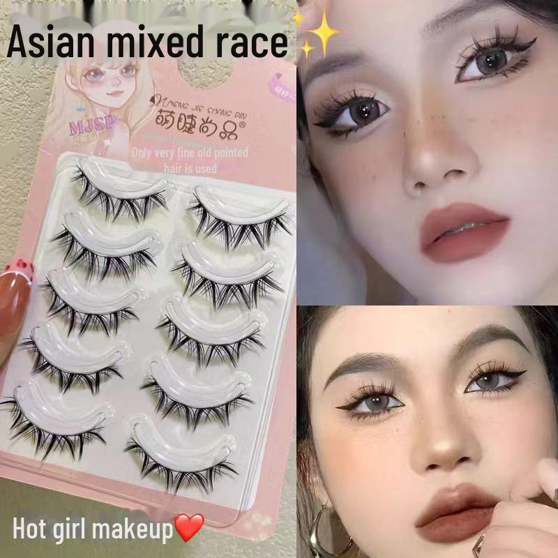 Mengji Shangpin Přírodní umělé řasy - 10 řad s vysokou kapacitou, divoký ďábelský styl jednotlivé trsy pro komiksový vzhled Barbie.