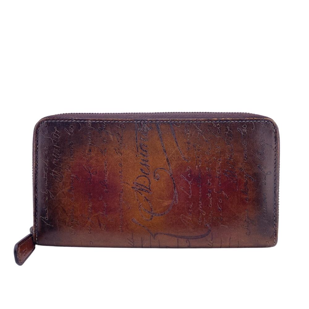 Berluti Zip Around leather Calligraphy Purse Brown leather mens Used