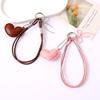 New Leather Cord Heart Pendant Bag Accessory with Double Chain Wrist Strap, Suitable for Phone Cases and Keychains