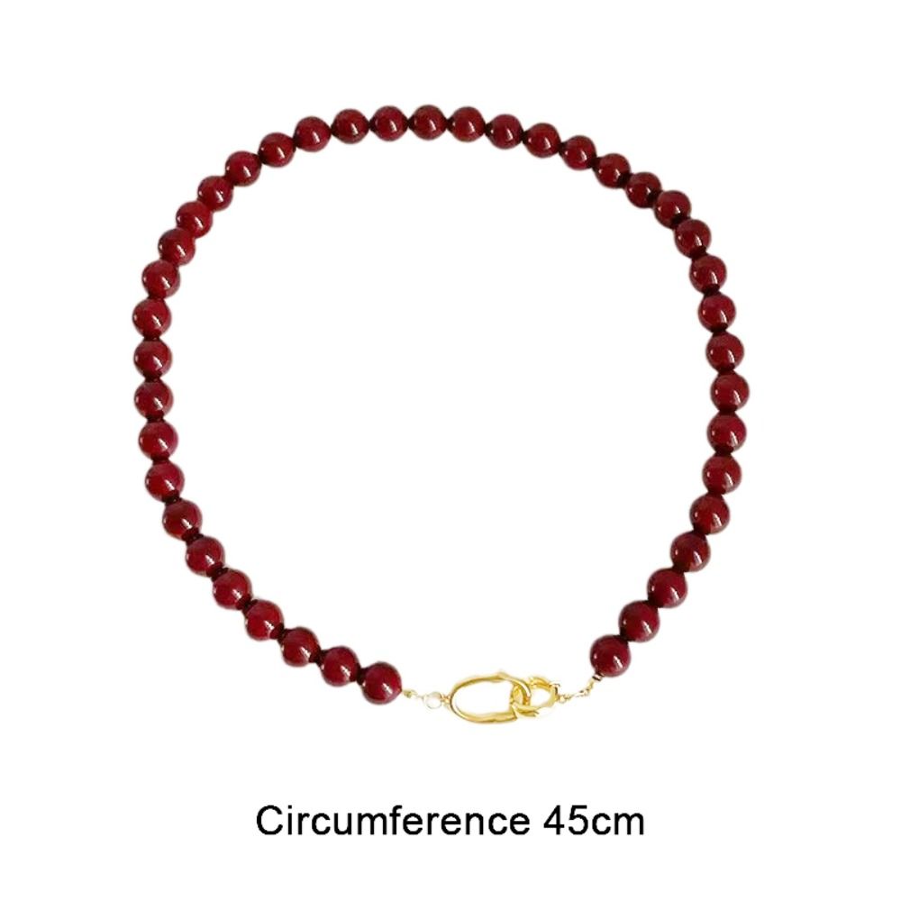 Elegant Crimson Beaded Necklace Double Toggle Clasp Strand Beaded Red Agate Necklace Women Jewelry